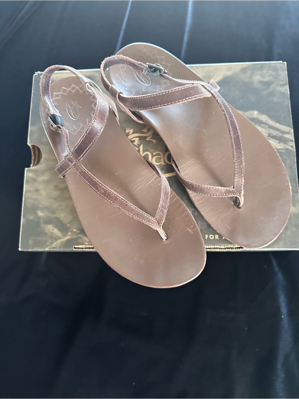 Women’s Brown Leather T-Strap Sandals